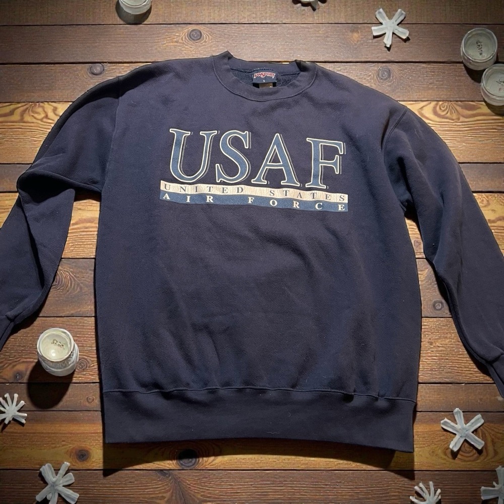 Vintage JanSport 90's Air Force USAF Crew Neck Sweatshirt Men's L USA Blue